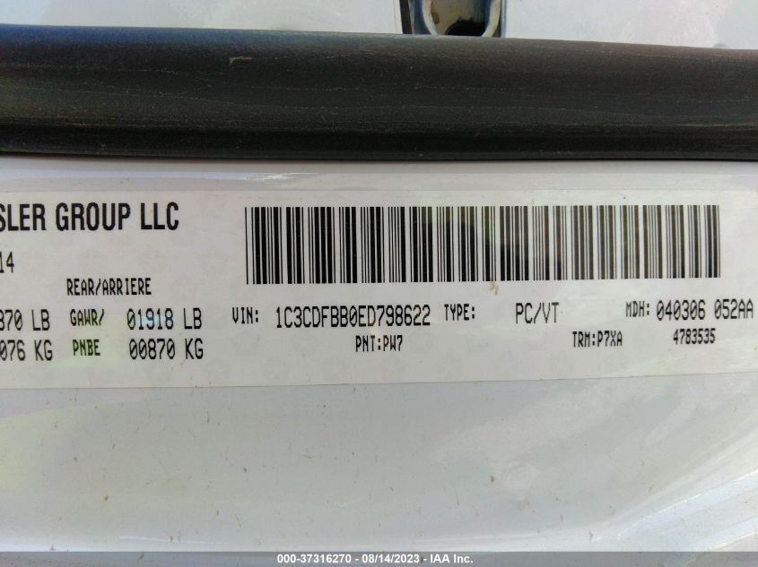 2014 DODGE DART SXT - 1C3CDFBB0ED798622