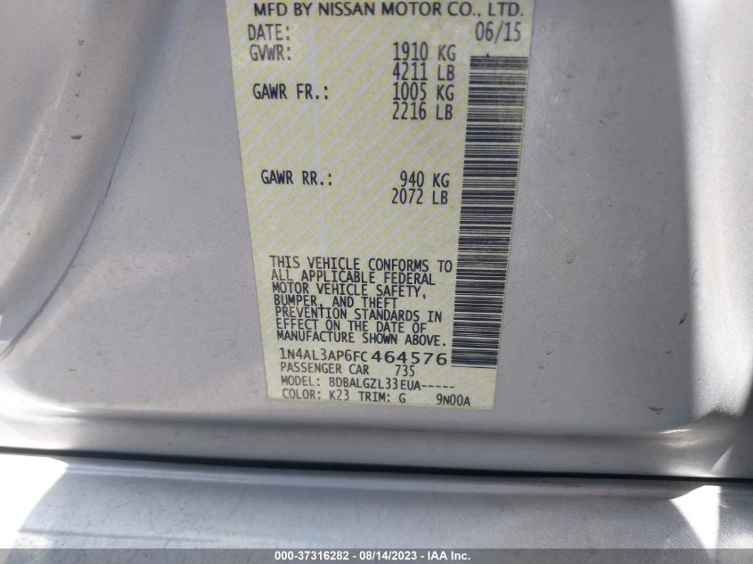 2015 NISSAN ALTIMA 2.5 - 1N4AL3AP6FC464576