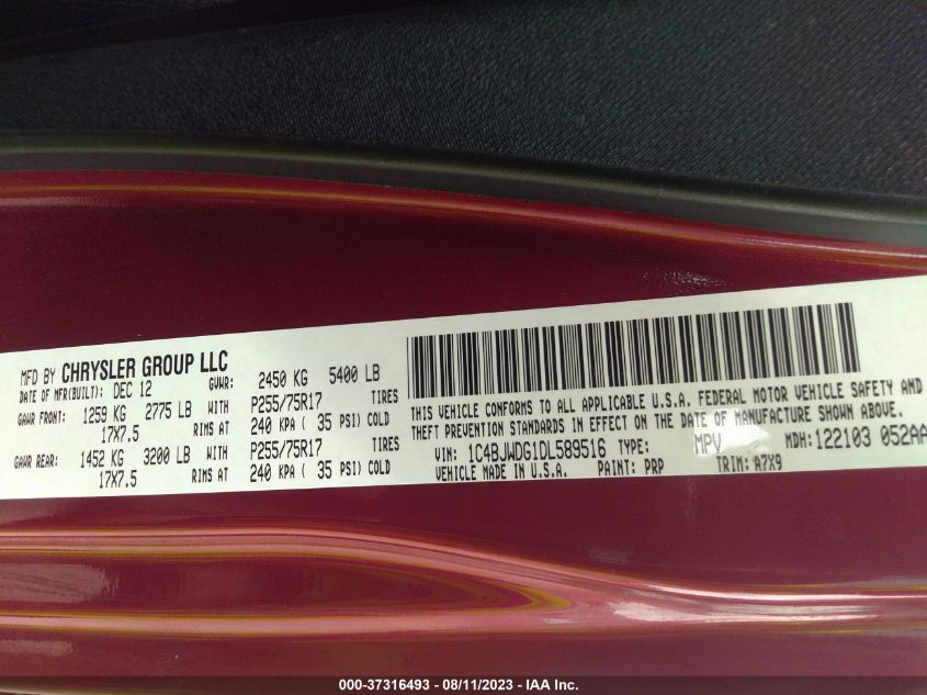 2013 JEEP WRANGLER UNLIMITED SPORT - 1C4BJWDG1DL589516