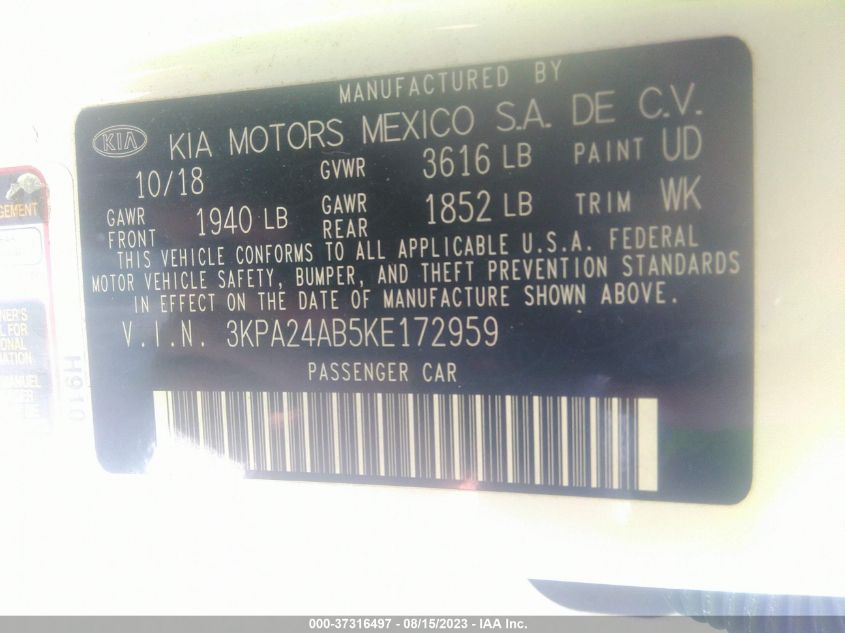 2019 KIA RIO S - 3KPA24AB5KE172959