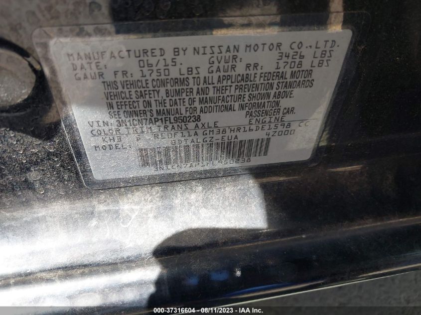 2015 NISSAN VERSA SL - 3N1CN7AP1FL950238