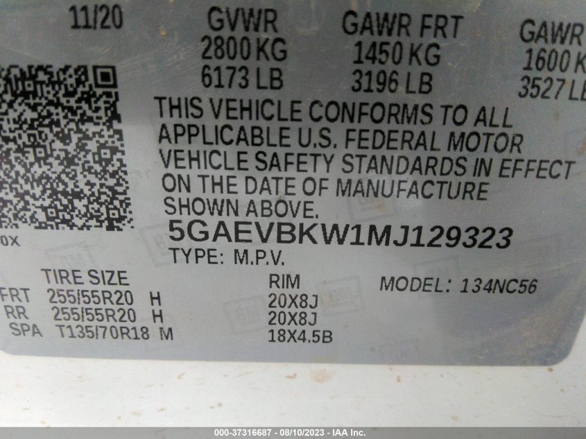 2021 BUICK ENCLAVE PREMIUM - 5GAEVBKW1MJ129323