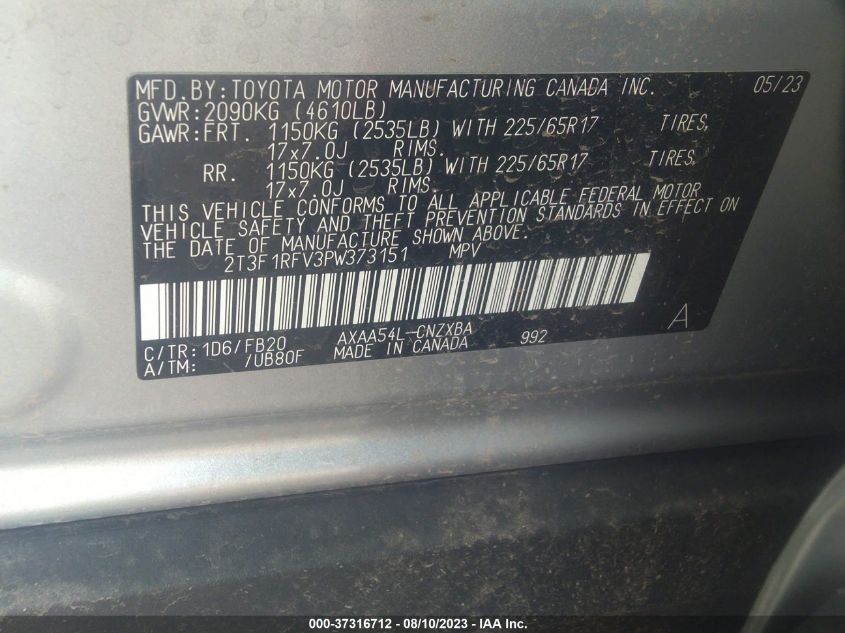 2023 TOYOTA RAV4 LE - 2T3F1RFV3PW373151