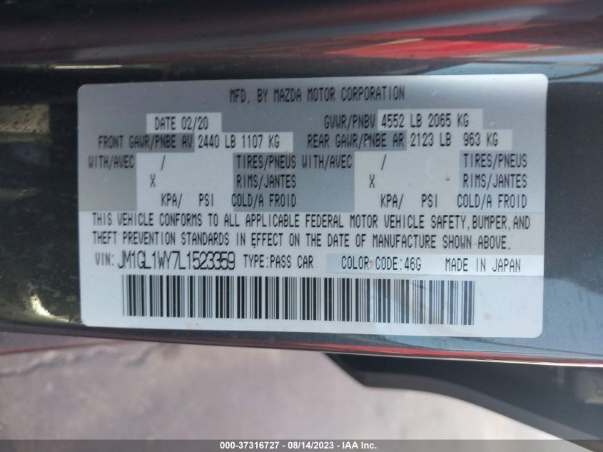 2020 MAZDA MAZDA6 GRAND TOURING RESERVE - JM1GL1WY7L1523359