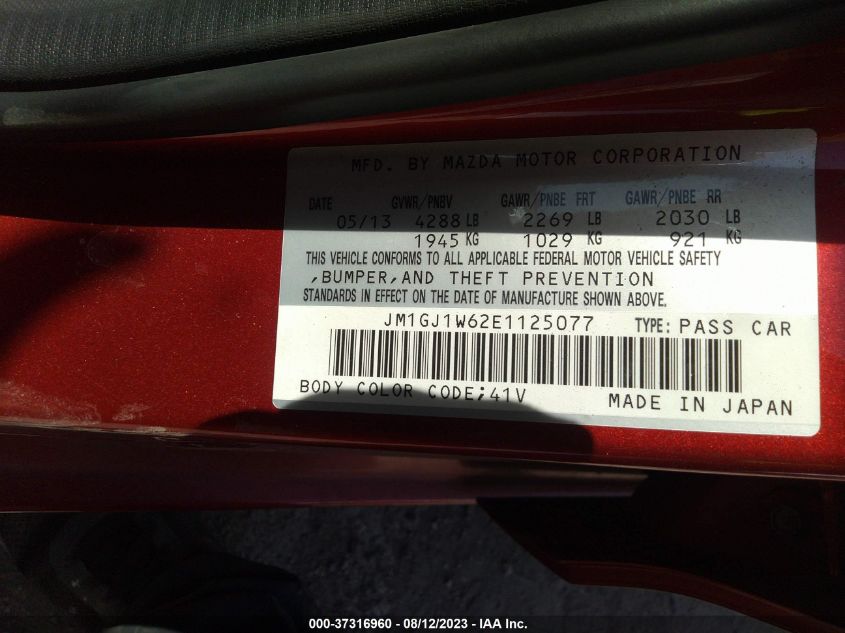 2014 MAZDA MAZDA6 I GRAND TOURING - JM1GJ1W62E1125077