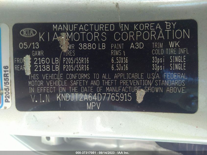 2013 KIA SOUL + - KNDJT2A64D7765915