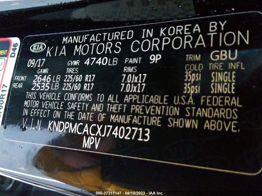 2018 KIA SPORTAGE LX - KNDPMCACXJ7402713