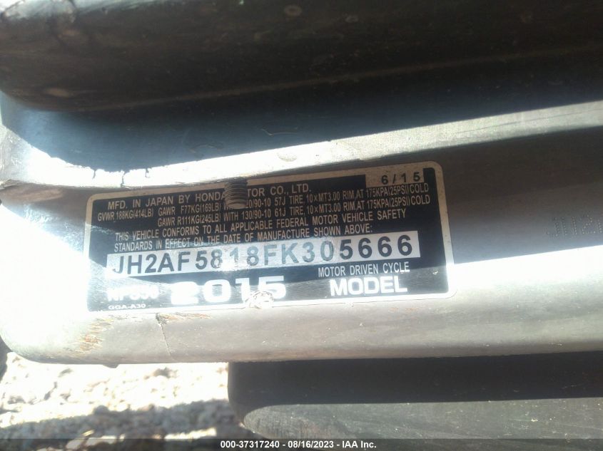2015 HONDA NPS50 JH2AF5818FK305666