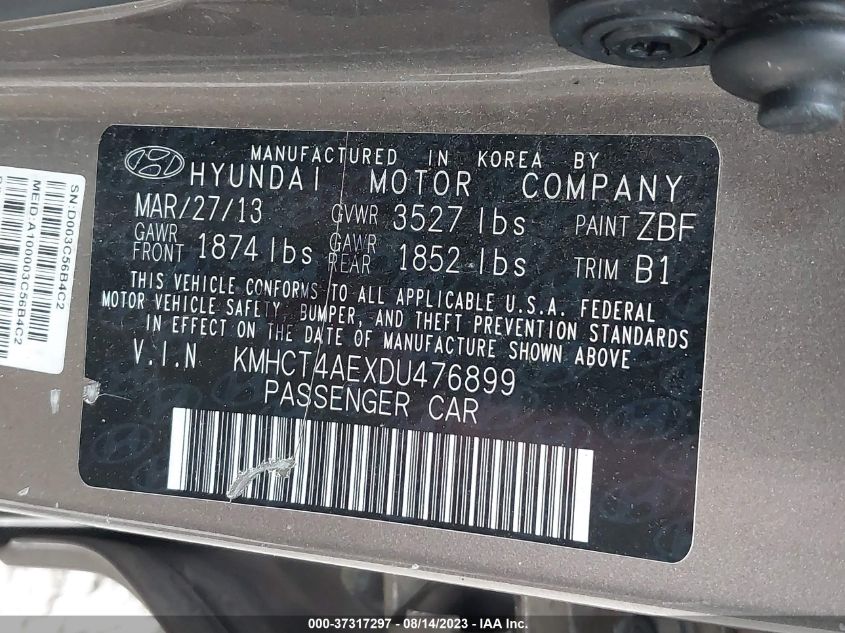 2013 HYUNDAI ACCENT GLS - KMHCT4AEXDU476899