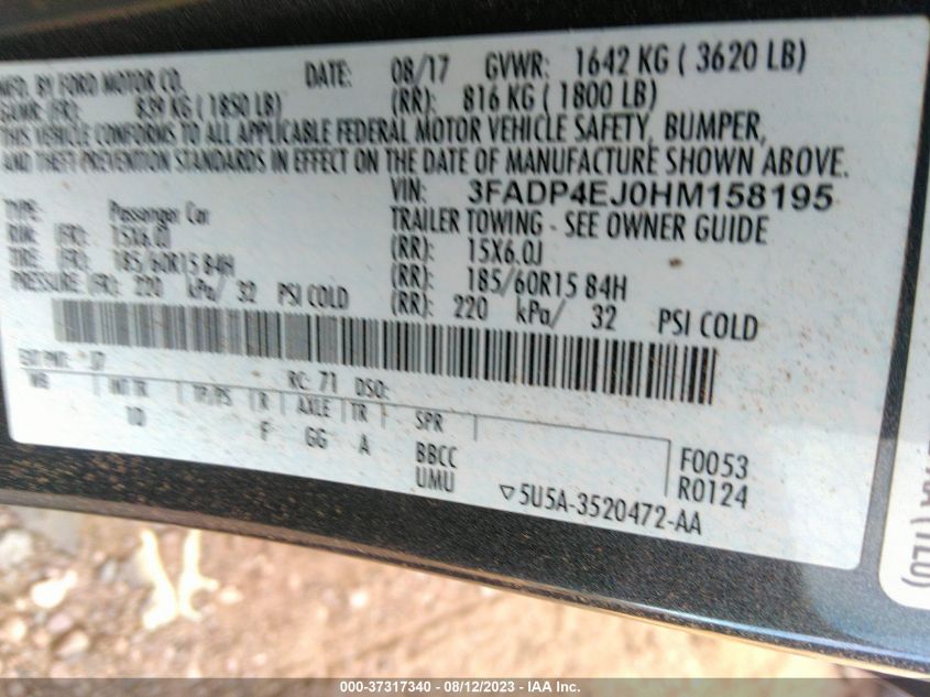 2017 FORD FIESTA SE - 3FADP4EJ0HM158195