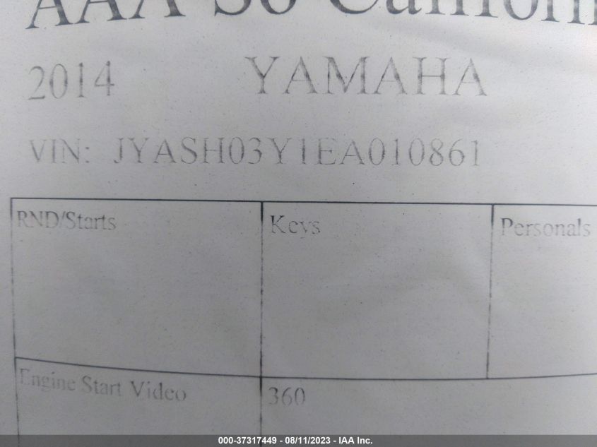 2014 YAMAHA YP400 JYASH03Y1EA010861