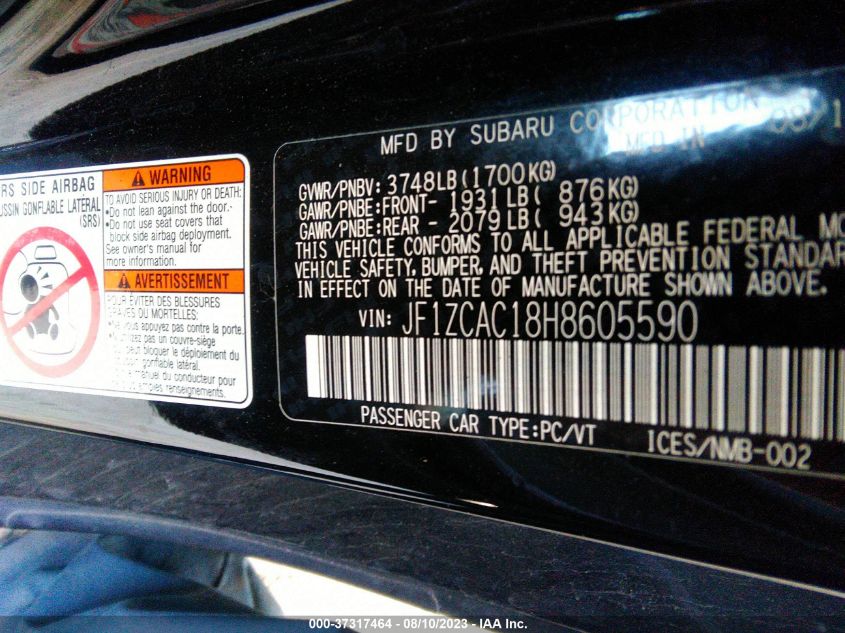 2017 SUBARU BRZ LIMITED - JF1ZCAC18H8605590