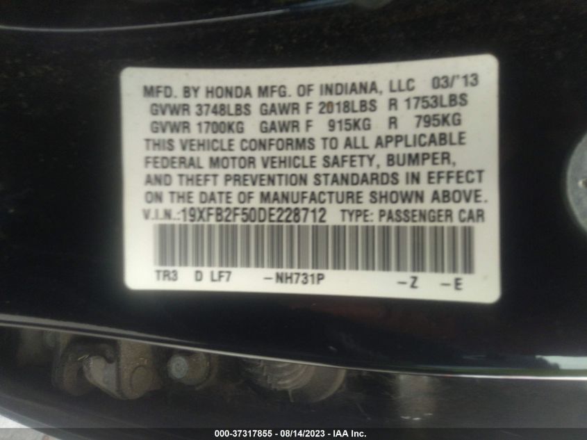 2013 HONDA CIVIC SDN LX - 19XFB2F50DE228712