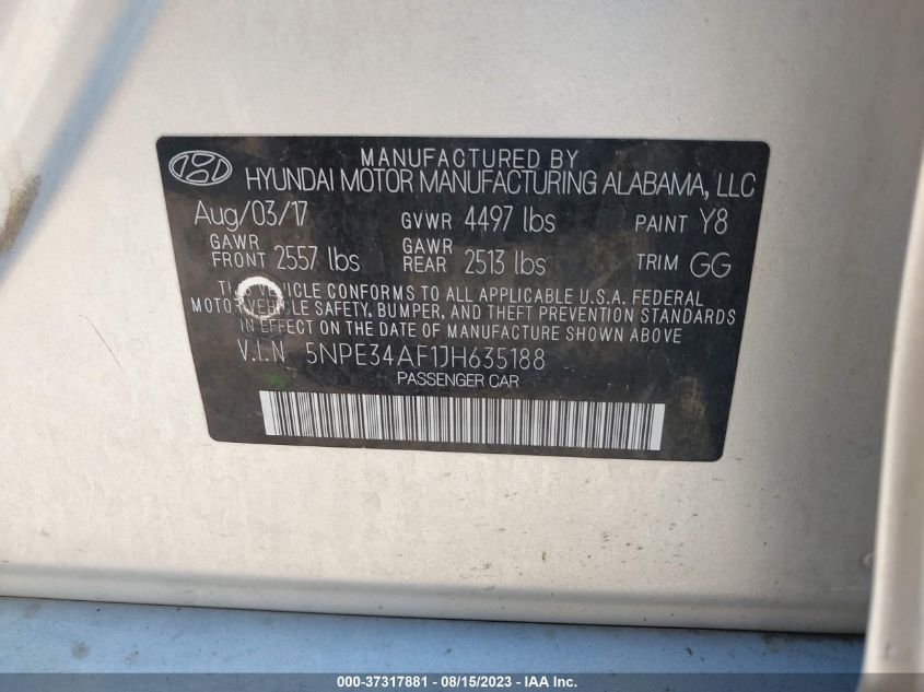 2018 HYUNDAI SONATA SEL - 5NPE34AF1JH635188