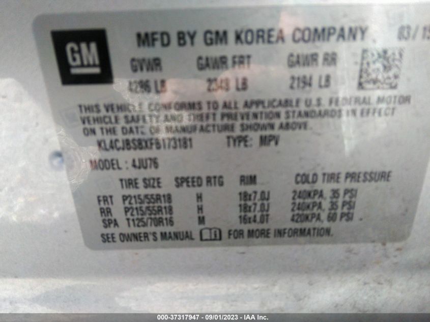 2015 BUICK ENCORE CONVENIENCE - KL4CJBSBXFB173181