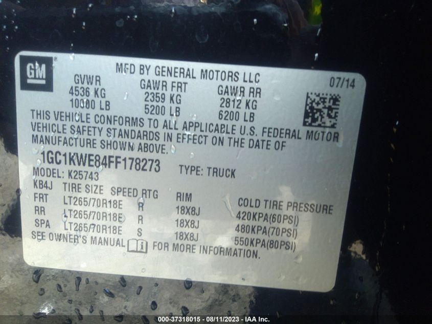 2015 CHEVROLET SILVERADO 2500HD LTZ - 1GC1KWE84FF178273