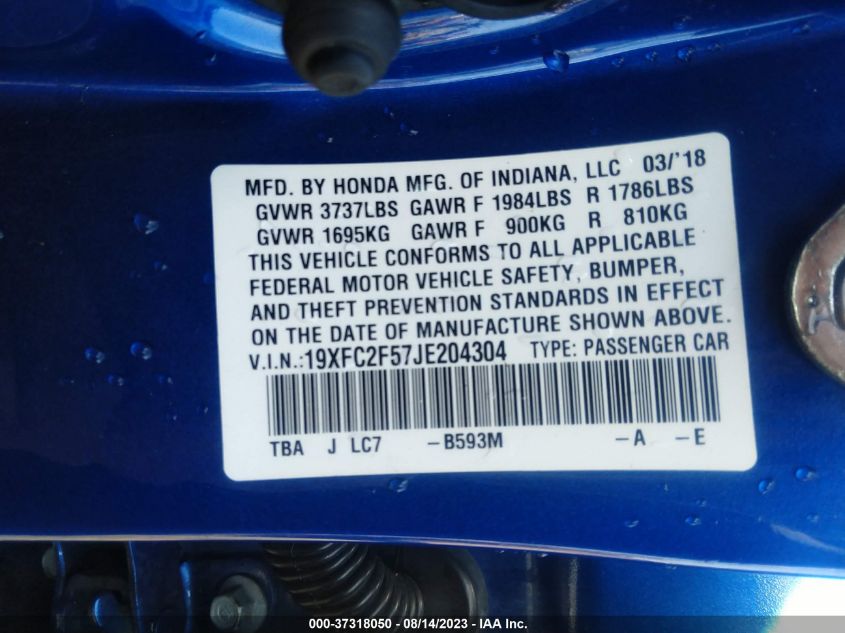 2018 HONDA CIVIC SEDAN LX - 19XFC2F57JE204304
