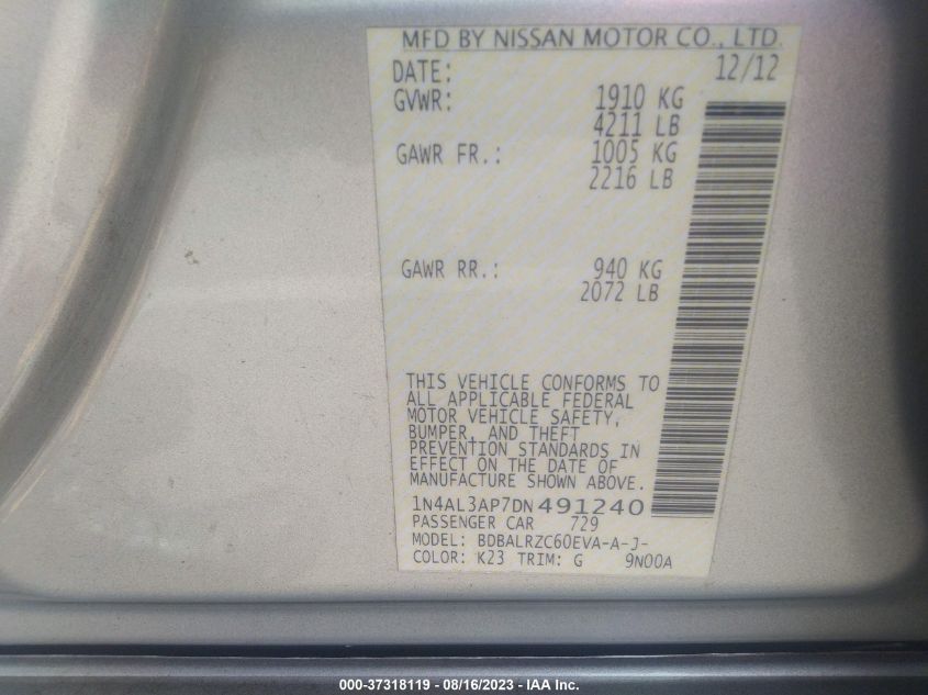 2013 NISSAN ALTIMA 2.5 S - 1N4AL3AP7DN491240