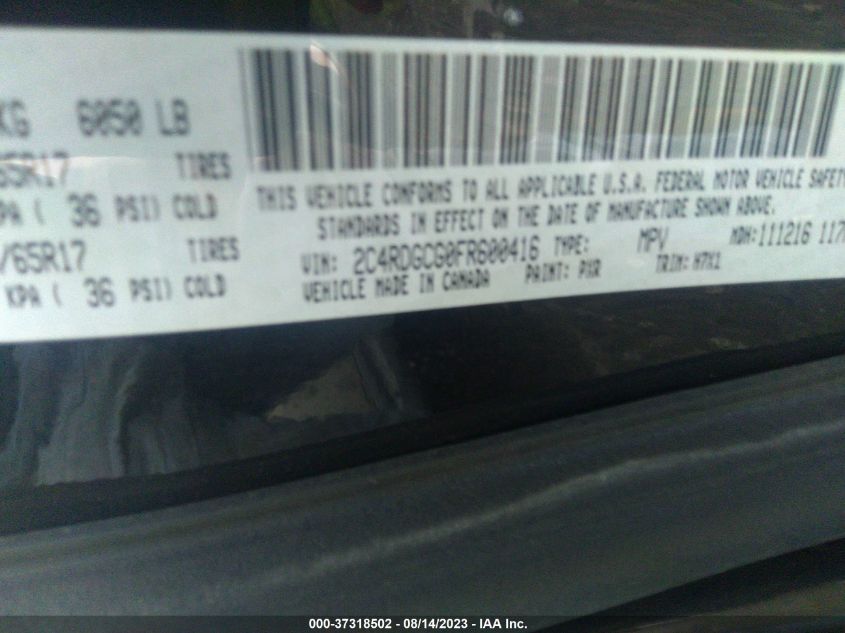 2015 DODGE GRAND CARAVAN SXT - 2C4RDGCG0FR600416