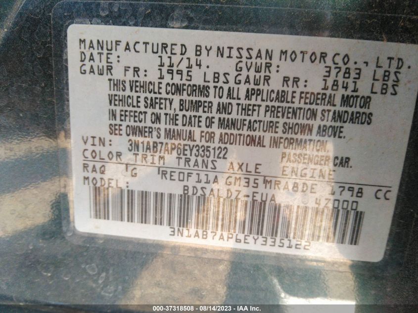 2014 NISSAN SENTRA SV - 3N1AB7AP6EY335122