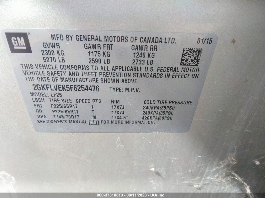 2015 GMC TERRAIN SLE - 2GKFLVEK5F6254476