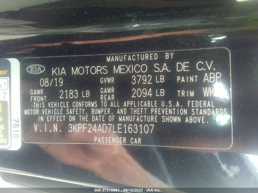 3KPF24AD7LE163107 Kia Forte LXS 9