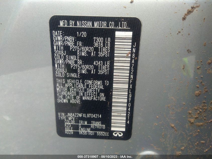 2020 INFINITI QX80 LUXE - JN8AZ2NFXL9704214