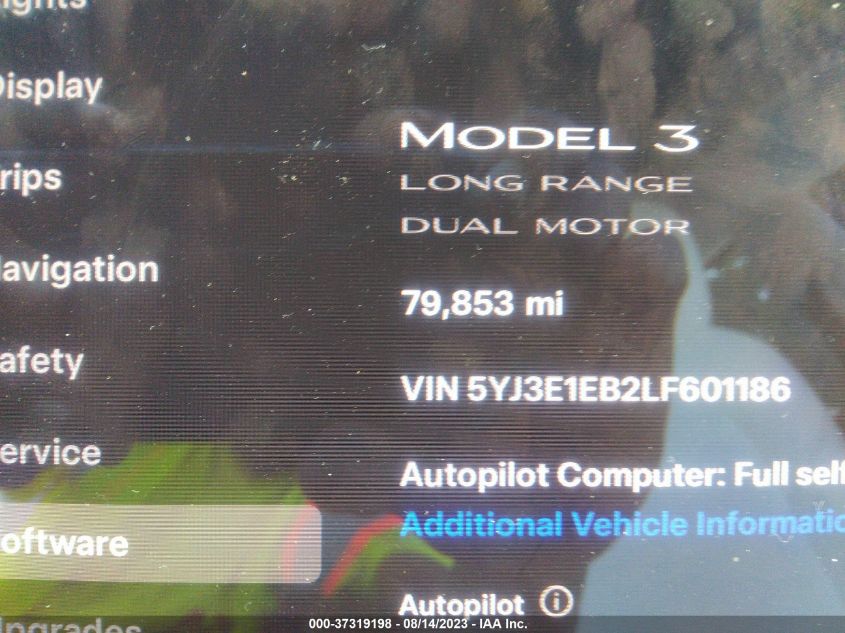 2020 TESLA MODEL 3 LONG RANGE - 5YJ3E1EB2LF601186