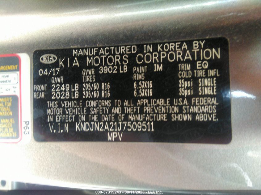 2018 KIA SOUL - KNDJN2A21J7509511