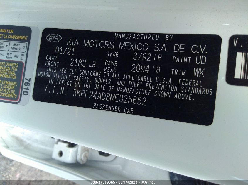 2021 KIA FORTE LXS - 3KPF24AD8ME325652