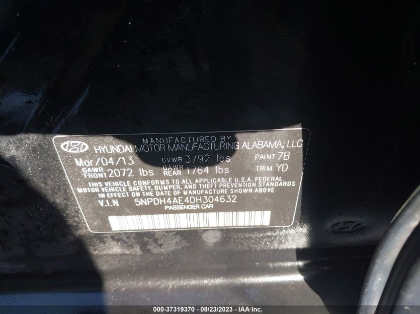 2013 HYUNDAI ELANTRA GLS - 5NPDH4AE4DH304632