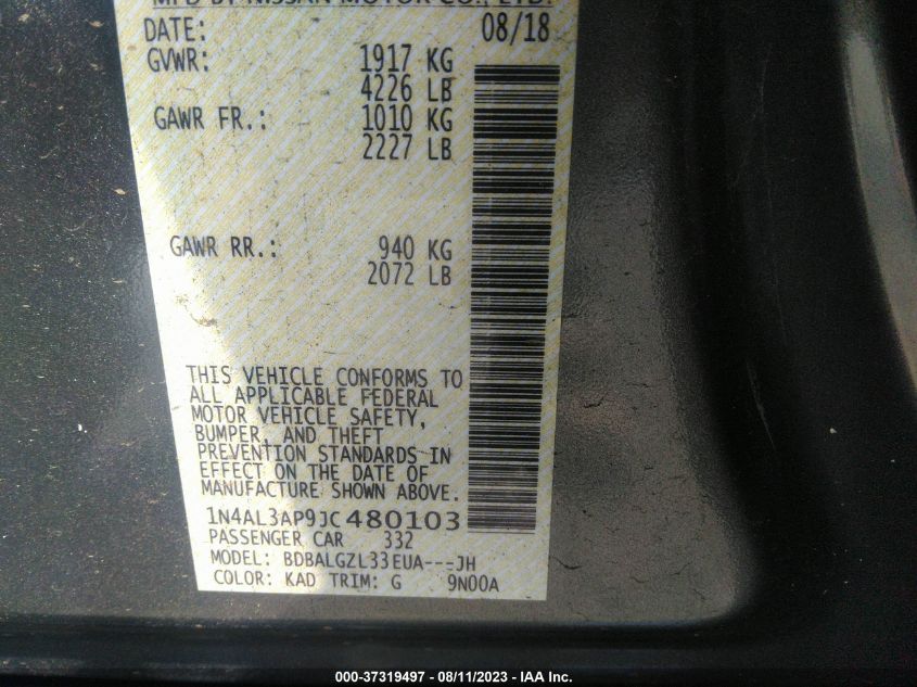 2018 NISSAN ALTIMA 2.5 S - 1N4AL3AP9JC480103