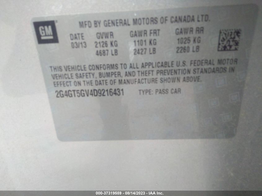 2013 BUICK REGAL TURBO PREMIUM 2 - 2G4GT5GV4D9216431