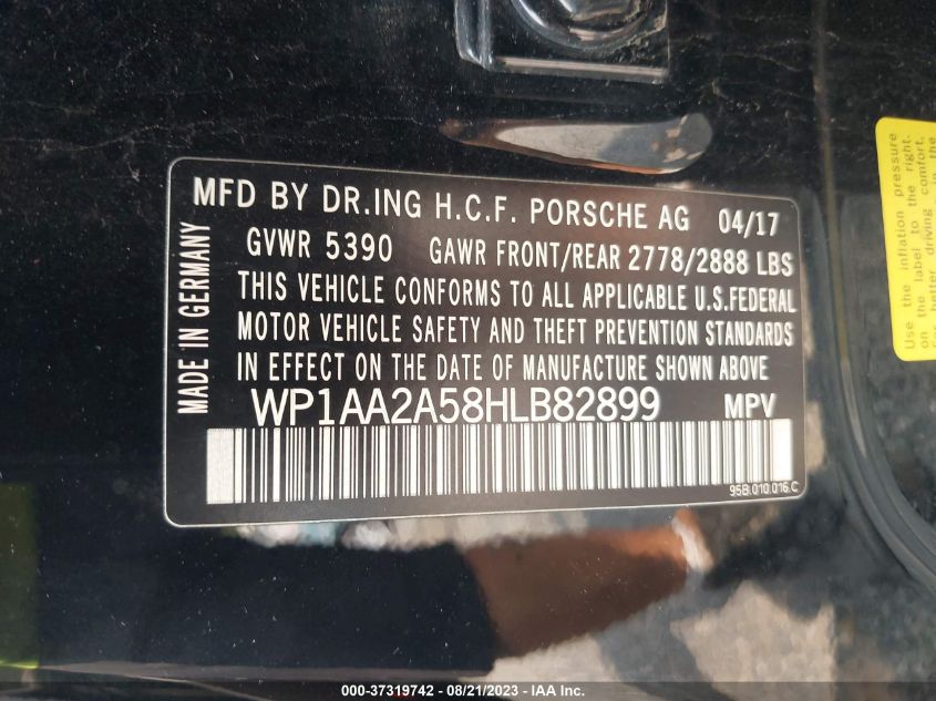 2017 PORSCHE MACAN - WP1AA2A58HLB82899