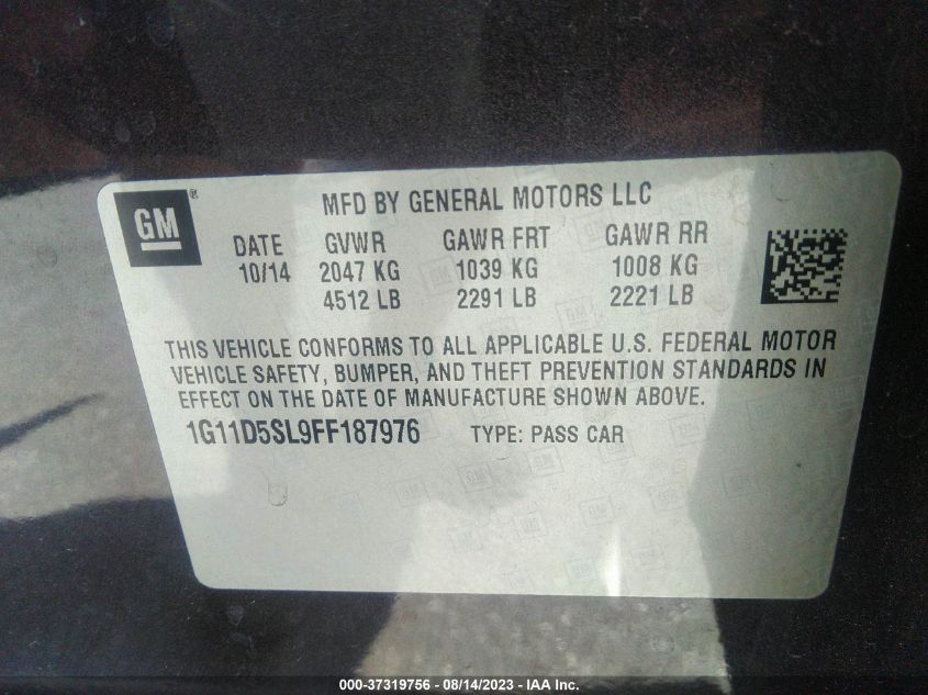 2015 CHEVROLET MALIBU LT - 1G11D5SL9FF187976
