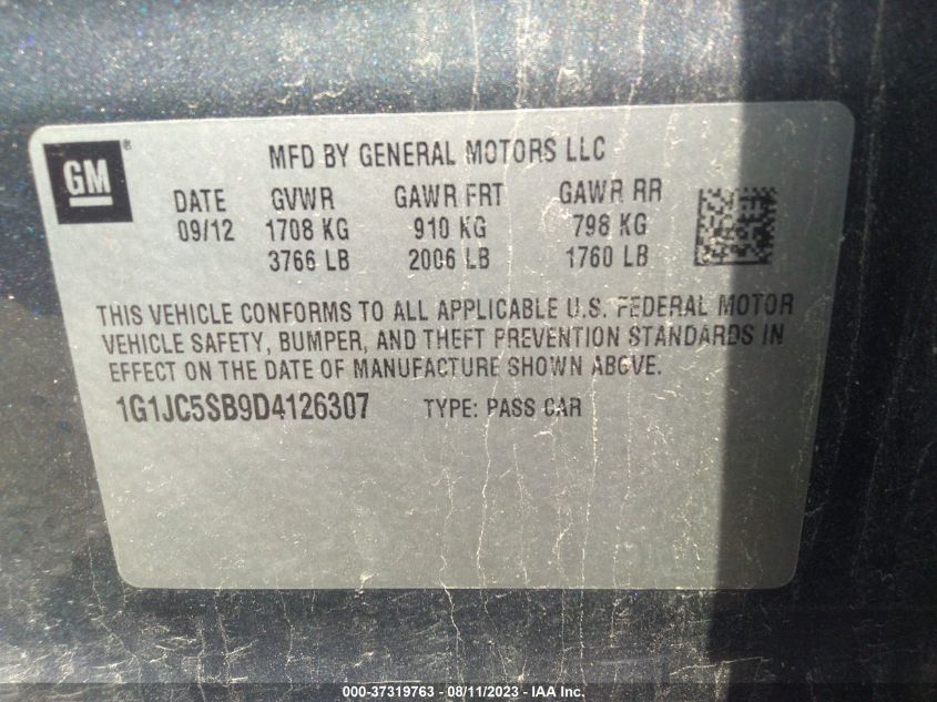 2013 CHEVROLET SONIC LT - 1G1JC5SB9D4126307