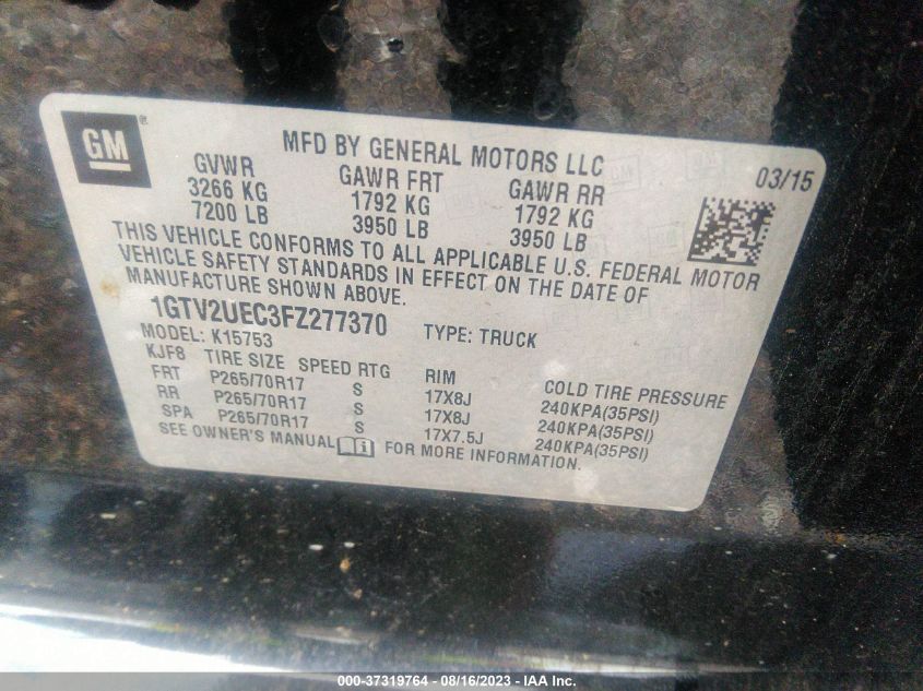 2015 GMC SIERRA 1500 SLE - 1GTV2UEC3FZ277370