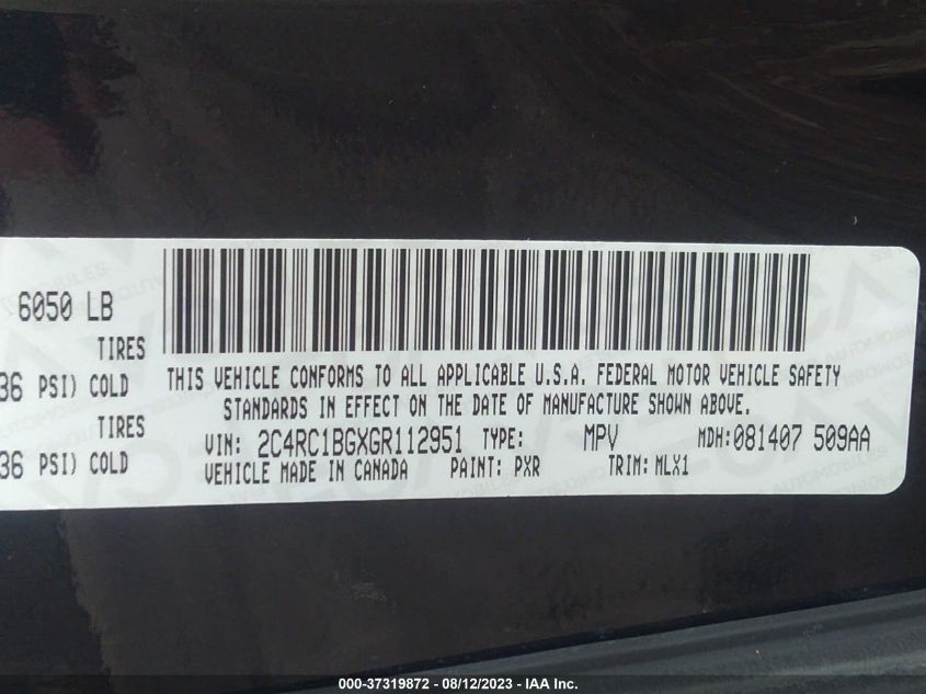 2016 CHRYSLER TOWN & COUNTRY TOURING - 2C4RC1BGXGR112951