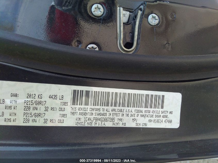 2016 JEEP PATRIOT SPORT SE - 1C4NJPBA4GD667285