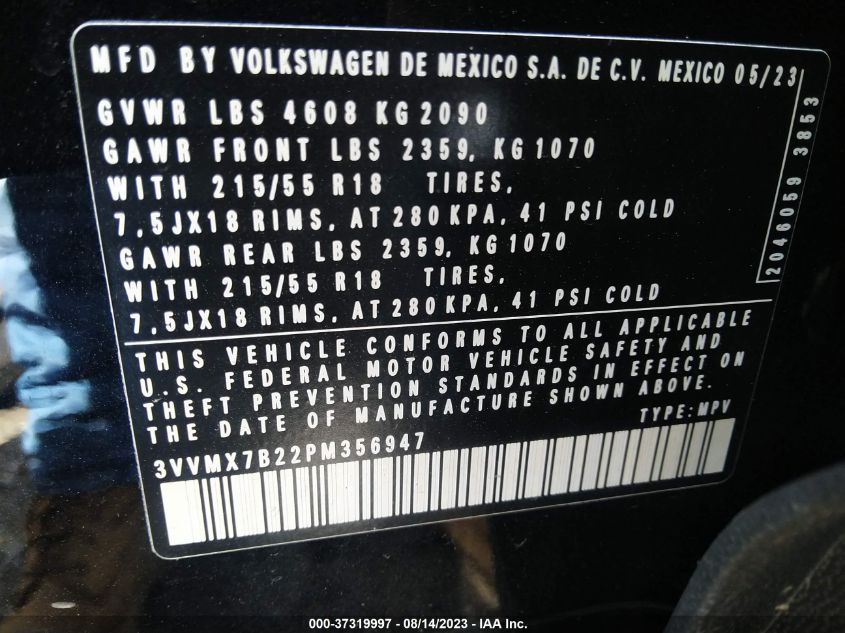 2023 VOLKSWAGEN TAOS S - 3VVMX7B22PM356947