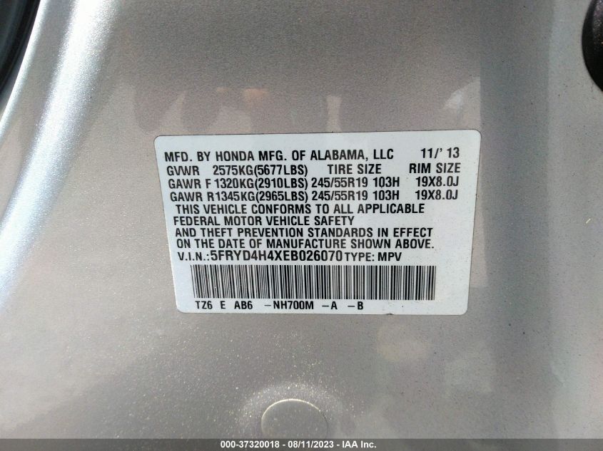 2014 ACURA MDX TECH PKG - 5FRYD4H4XEB026070