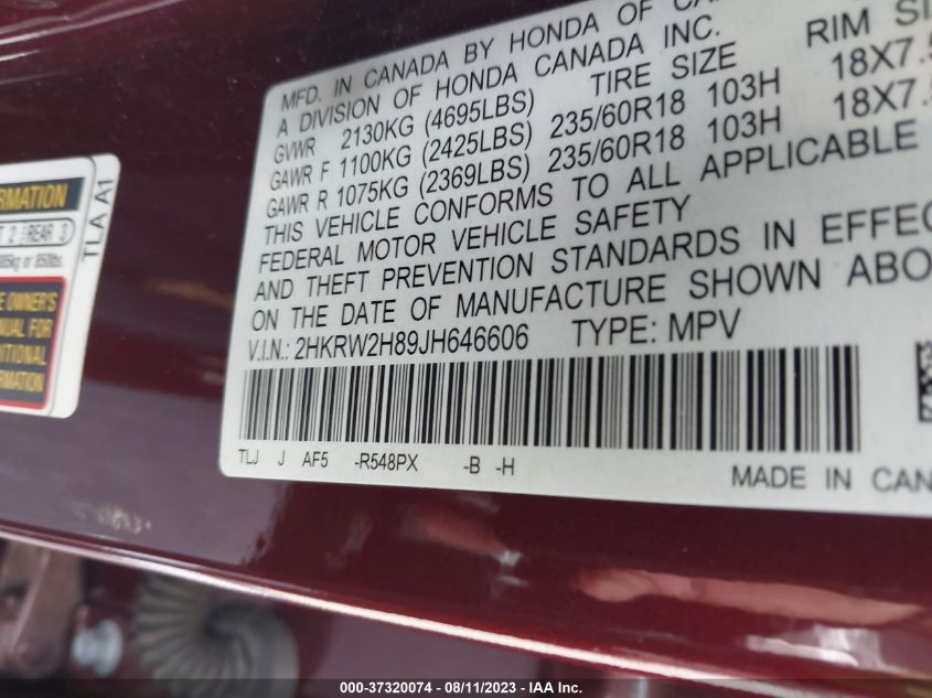 2018 HONDA CR-V EXL - 2HKRW2H89JH646606