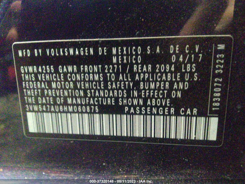 2017 VOLKSWAGEN GOLF GTI S/SE/AUTOBAHN/SPORT - 3VW547AU6HM060875