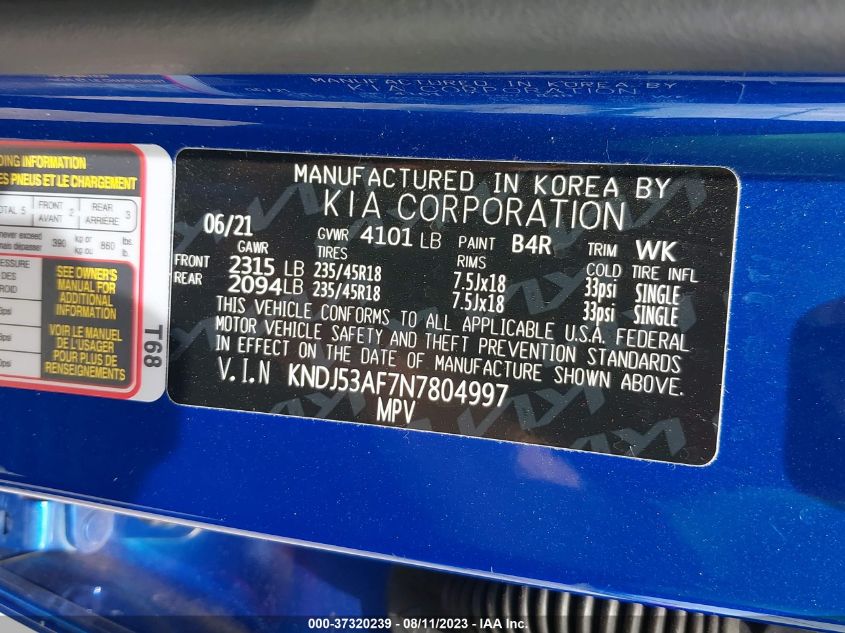 2022 KIA SOUL TURBO - KNDJ53AF7N7804997