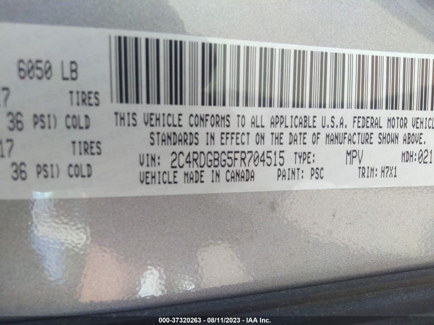 2015 DODGE GRAND CARAVAN SE - 2C4RDGBG5FR704515
