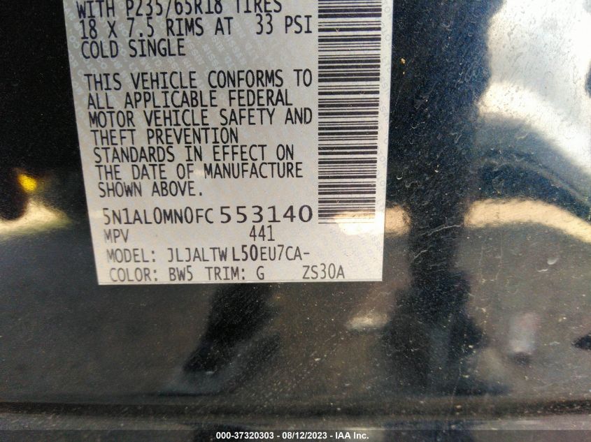 2015 INFINITI QX60 - 5N1AL0MN0FC553140