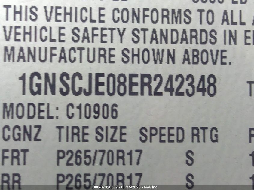 2014 CHEVROLET SUBURBAN LT - 1GNSCJE08ER242348