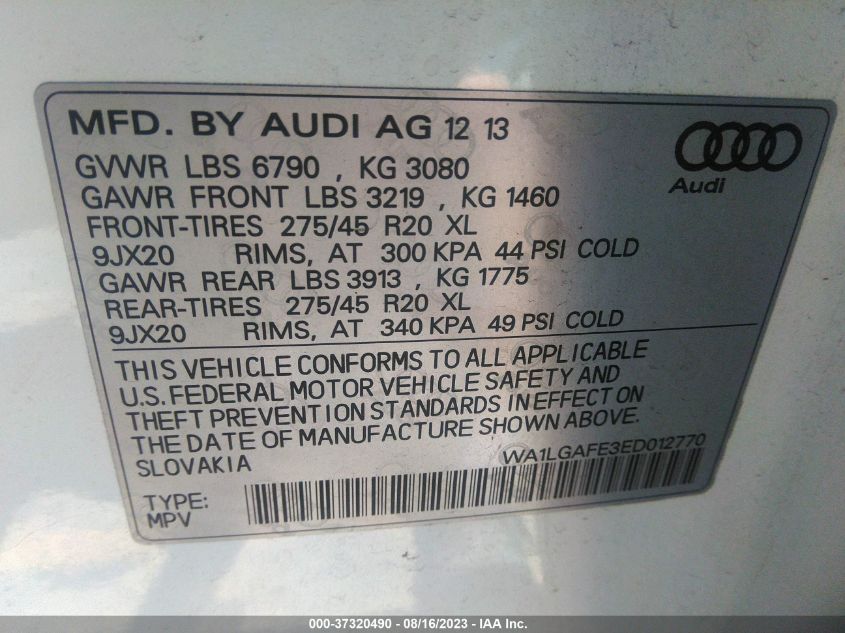 2014 AUDI Q7 3.0T PREMIUM PLUS - WA1LGAFE3ED012770