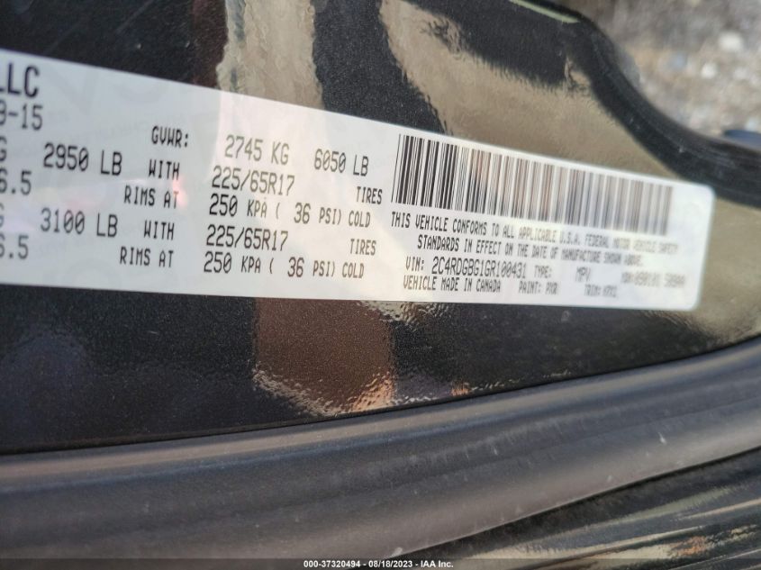 2016 DODGE GRAND CARAVAN SE - 2C4RDGBG1GR100431