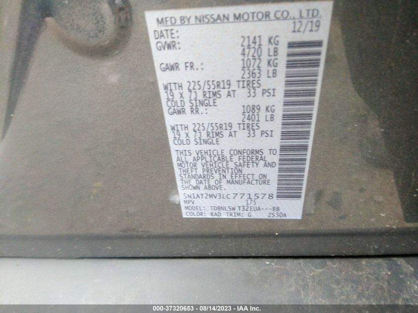 2020 NISSAN ROGUE SL - 5N1AT2MV3LC771578
